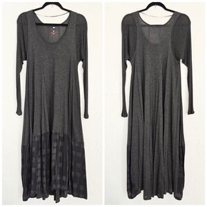 Johnny Was Charcoal Gray Long Sleeve Dress
